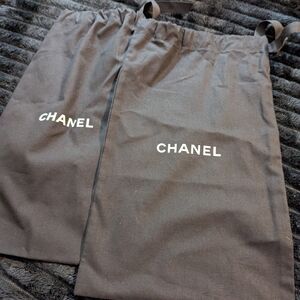 CHANEL Black Dust Bags with White Logo